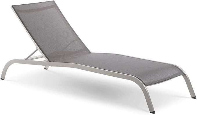 Modway Savannah Outdoor Patio Mesh Chaise Lounge Chair in Gray