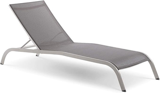 Modway Savannah Outdoor Patio Mesh Chaise Lounge Chair in Gray