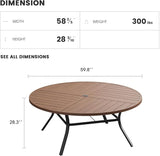 Patio Dining Table for 8-10, Round Metal Outdoor Table with Storage Shelf, 1.57" Umbrella Hole - Photo 3