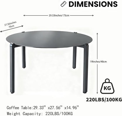 All-Weather Aluminum Outdoor Coffee Table | Modern & Durable Patio Furniture | Perfect for Balcony, Garden, and Poolside | Black (29.5 x 15 in)