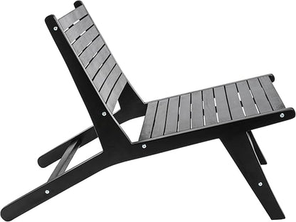 JONATHAN Y PAT2000C Leo Mid-Century Modern Wood Armless Outdoor Lounge Chair, Contemporary, Bohemian, Coastal, Transitional, Rustic, Black