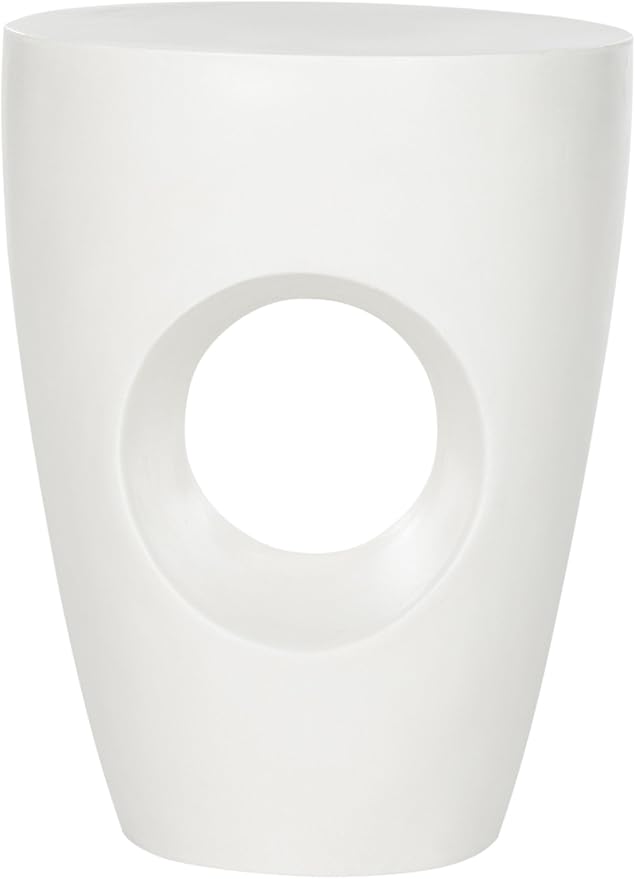 Safavieh Outdoor Collection Aishi Modern Concrete Ivory Round 17.7-inch Accent Table