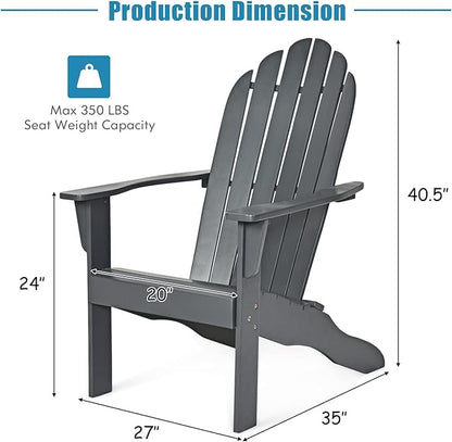 Tangkula Adirondack Chair, Acacia Wood Adirondack Lounger Chair, Outdoor Armchairs with Slatted Seating, Weather Resistant