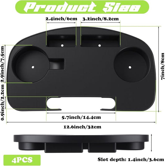 4 Pieces Zero Gravity Chair Tray Beach Chair Cup Holder Attachment Universal Clip on Multifunctional Recliners Table with Mobile Device Slot and Snack Tray/Black