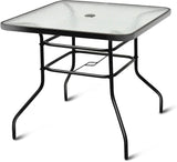 Tangkula 32" Square Outdoor Dining Table with Tempered Glass Top - Photo 1