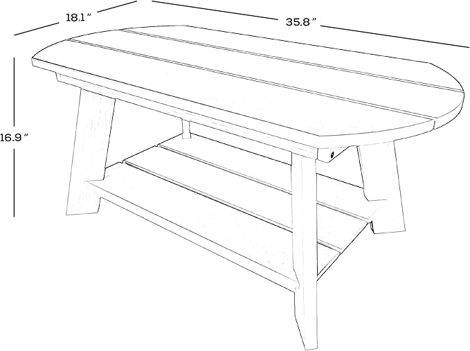 WestinTrends Tuscany Outdoor Coffee Table, All Weather HIPS 2 Tier Patio Adirondack Coffee Table, Black - Photo 2