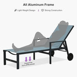 PURPLE LEAF Outdoor Chaise Lounge Set for 2 Aluminum Patio Chaise Lounger Chair with Armrest Adjustable Pool Chaise - Photo 8