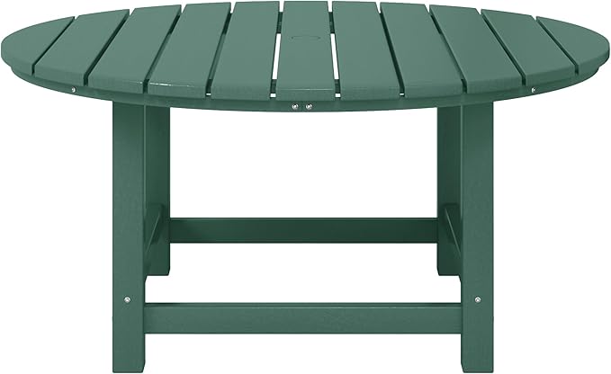 WestinTrends Dylan 5-Piece Outdoor Patio HDPE Adirondack Chair with Round Coffee Table Conversation Set, Dark Green