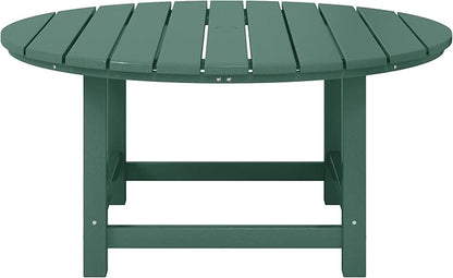 WestinTrends Malibu Low Outdoor HDPE Round Patio Coffee Table, Dark Green
