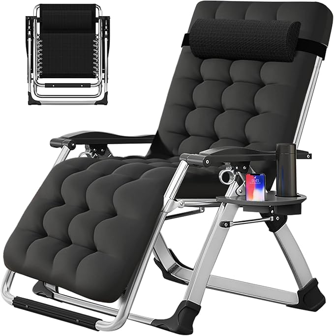 Slsy Zero Gravity Chair, Reclining Lounge Chair with Removable Cushion & Tray for Indoor and Outdoor, Patio Recliner Folding Reclining Chair