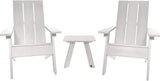highwood Italica Modern Adirondack 3pc Set, includes 2 Adirondack Chairs and One Side Table, White - Photo 1