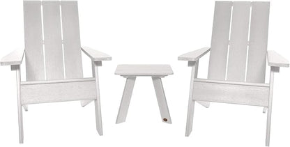 highwood Italica Modern Adirondack 3pc Set, includes 2 Adirondack Chairs and One Side Table, White