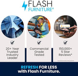 Flash Furniture Oia Commercial Grade 35.25" Round Sky Blue Indoor-Outdoor Steel Patio Table with Umbrella Hole - Photo 3