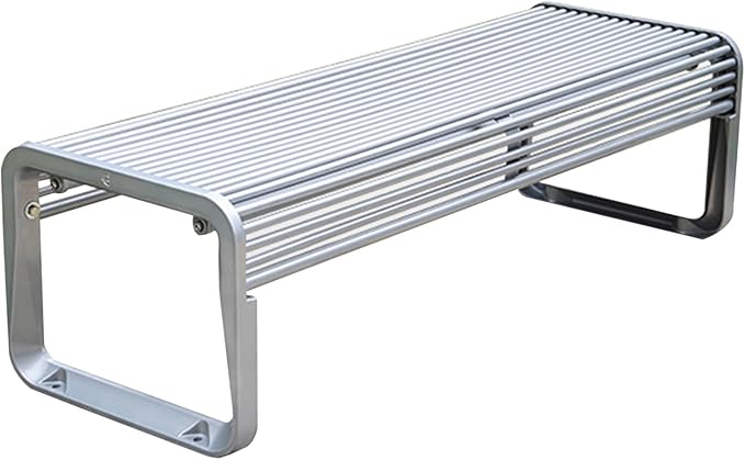 All-Weather Metal Garden Bench - Cast Aluminum Loveseat Chair for Patio, Porch, Yard & Balcony, Silver Finish, 180cm, Durable Slatted Design, Perfect for Outdoor Relaxation