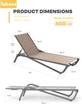 Outdoor Chaise Lounge Chair Set of 30, 5-Position Adjustable Patio Lounge Chair with Aluminum Frame - Photo 2