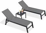 PURPLE LEAF Patio Chaise Lounge Set 4 Pieces Aluminum Outdoor Lounge Chairs with Wheels, Textilene Sunbathing Recliner - Photo 9
