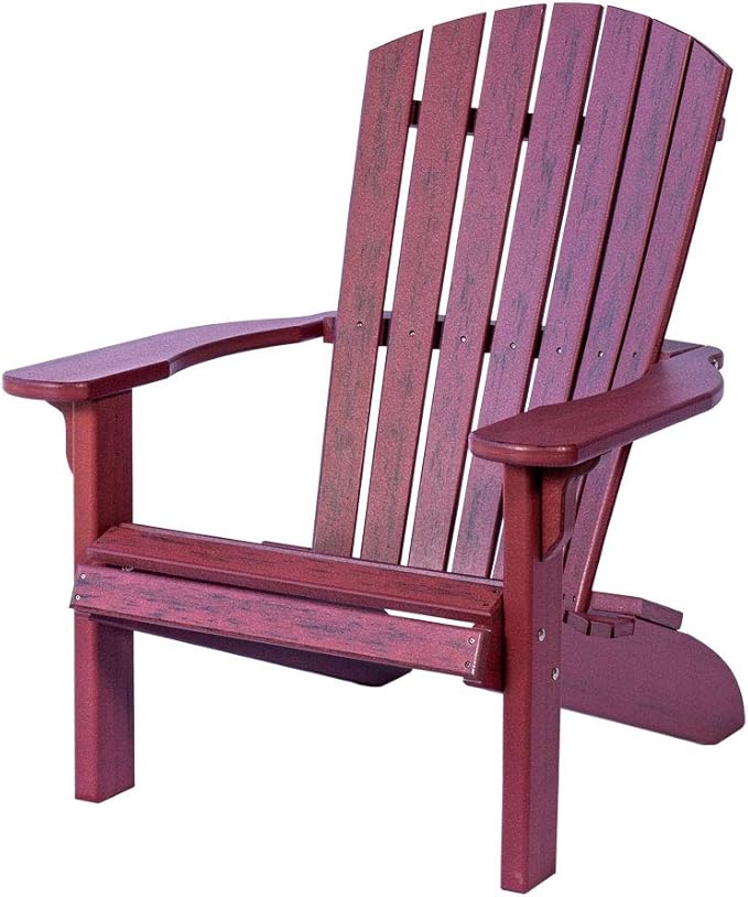 Leisure Lawns Poly Plastic Fanback Adirondack Chair, Outdoor Patio Chair - Amish Made in USA (Rustic Burgundy)
