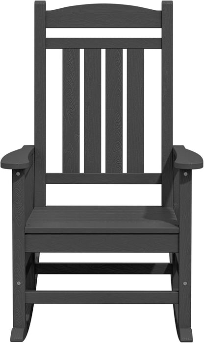 KINGYES Oversized Outdoor Rocking Chair Set of 4, HDPE Patio Rocking Chairs with 330lbs Support for Adults, Gray