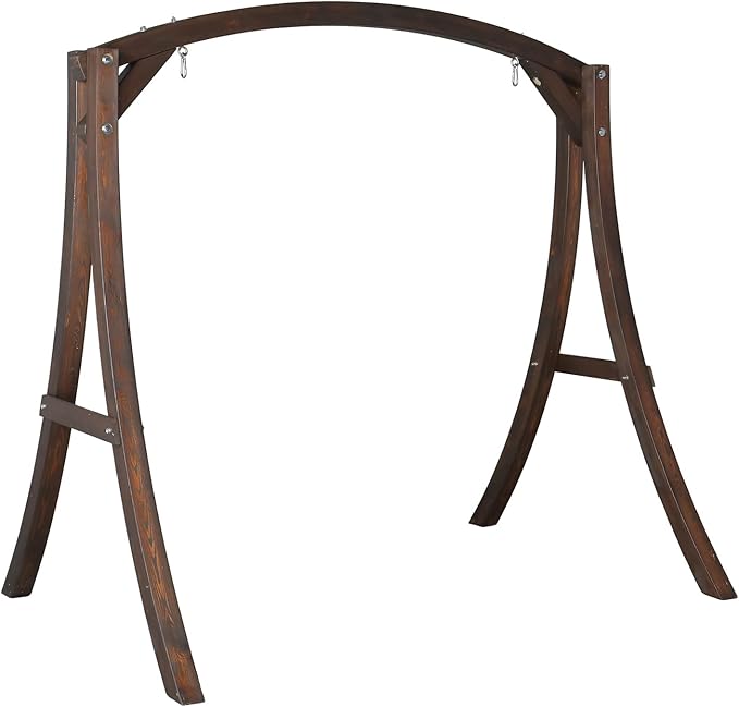 VINGLI 5FT Porch Swing Frame, 1000LBS Heavy Duty A-Frame Wooden Porch Swing Stand with Curved Arc Top - Photo 1