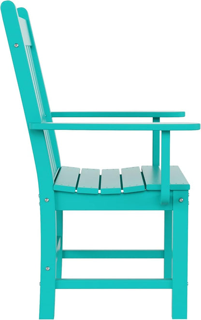 WestinTrends Malibu Classic Outdoor Dining Adirondack Chairs with Arms, All Weather Poly Lumber for Patio Restaurant Bistro Chairs Support 350 LBS, Arched Backrest and Curved Seat, Turquoise