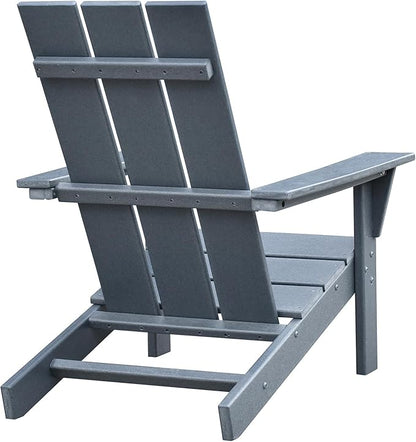 Grey Outdoor Adirondack Chair Set of 2 and Table, Ergonomic All-Weather Fire Pit Patio Lawn Chairs for Backyard Garden Deck Balcony