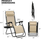 MoNiBloom Zero Gravity Chairs Set of 2 Outdoor Folding Patio Lounge Chairs for Outside Reclining Lawn Chairs Recliner - Photo 3