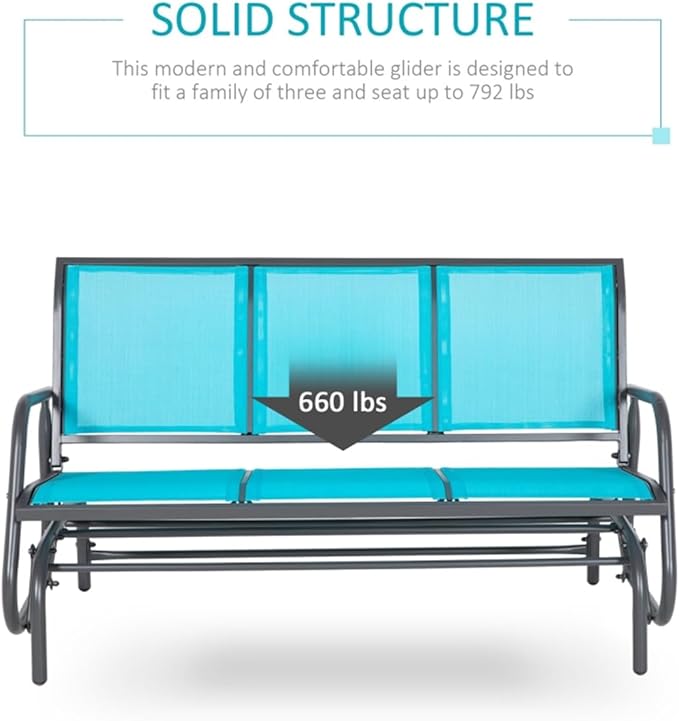 Outdoor Park Bench Backyard Garden, Front Porch, or Walking Path Furniture Seating, Outdoor Metal Garden Bench Patio Park Bench, Patio Park Bench Breathable Mesh Fabric 57.75" L x 29.5" W x 33.5" H