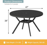 47" Outdoor Patio Table Dining Table, All Weather Metal Round Patio Table with Adjustable Umbrella Hole - Photo 3