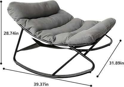 Oversized Papasan Rocking Chair with Cushion, 300 lbs Weight Capacity, Comfortable Indoor Outdoor Lounge Chair for Patio, Garden, Living Room & Bedroom – Gray