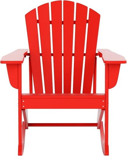 WO WESTIN OUTDOOR HDPE Altura Outdoor Rocking Poly Adirondack Chair, Red