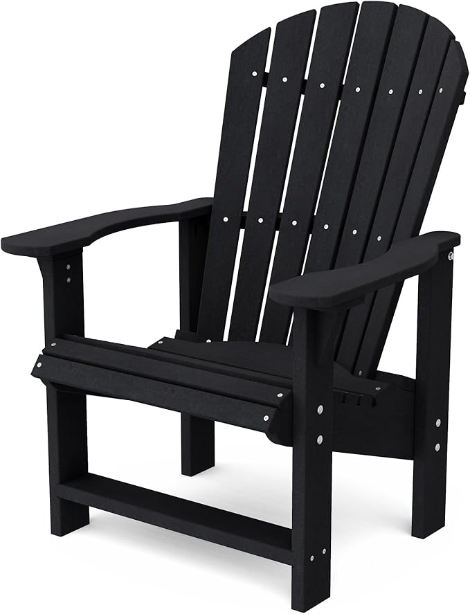 Wildridge Heritage Upright Adirondack Chair, Black - Outdoor All-Weather Poly Furniture for Patio, Deck, Yard