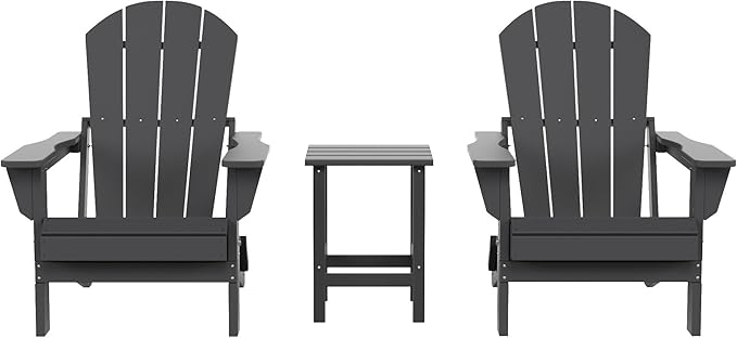 Costaelm 3 piece Patio Set, Outdoor Modern Adirondack Table and Chairs - Photo 1