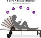PURPLE LEAF Outdoor Chaise Lounge Chair Set of 2 with Armrests - Photo 7