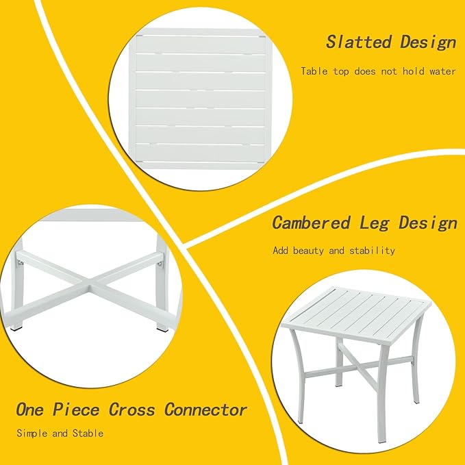 Outdoor Steel Side Table End Table for Patio, Backyard, Pool, Indoor Companion, Easy Maintenance and Weather Resistant - Photo 5