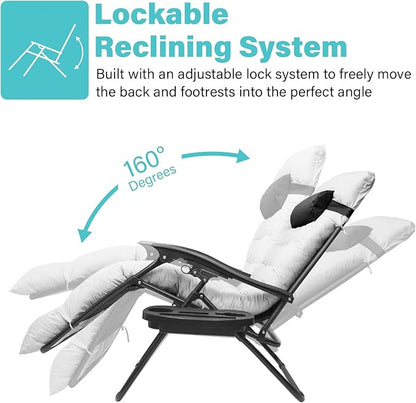 SZHLUX Oversized Zero Gravity Chair,29In XL Lounge Chair w/Removable Cushion&Headrest, Reclining Camping Chair