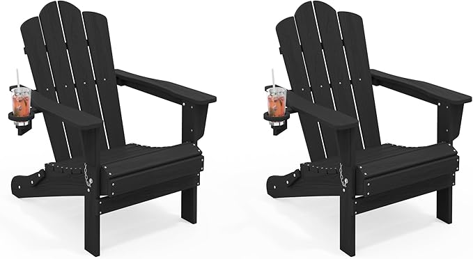 KINGYES Folding HDPE Adirondack Chairs