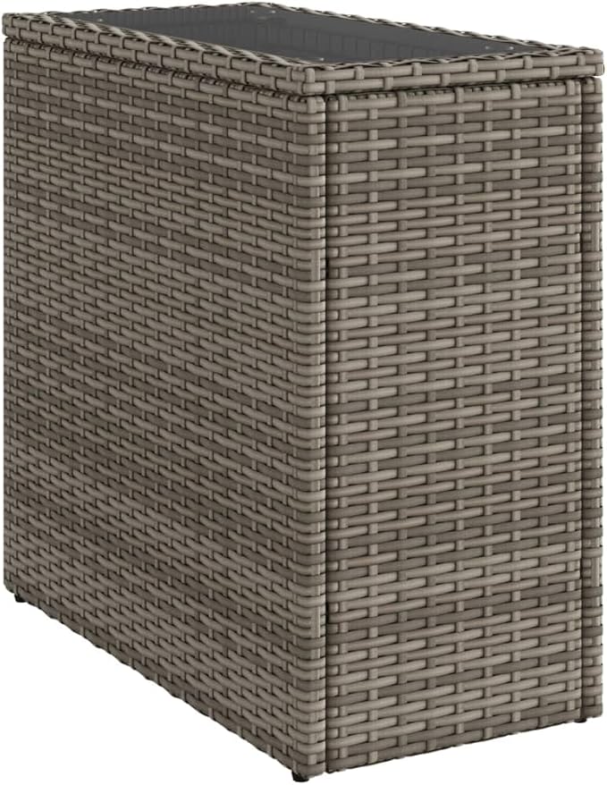 Grey and Black Garden Side Table with Tempered Glass Top, Adjustable Feet for Patio Balcony Terrace - Photo 7
