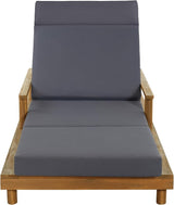 Merax Acacia Wood Outdoor Chaise Lounge Chair Set of 2, Thick 4-Fold Cushion & Headrest, 3-Position Adjustable Backrest - Photo 6