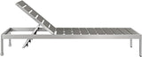 Modway Shore Aluminum Outdoor Patio Poolside Two Chaise Lounge Chairs in Silver Gray - Photo 5