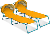 Northroad 2 Pack Beach Lounge Chair with Canopy Shade, Adjustable 4 Position Foldable Tanning Chair - Photo 1