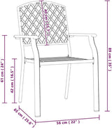 Stackable Patio Chairs Set of 2 Anthracite 22x25.6x35 Steel Mesh Dining Seating Weather Resistant Stackable Outdoor - Photo 2