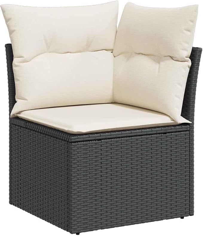 Modular Outdoor Garden Sofa with Removable Zippered Cover in Black and Cream White, Durable Powder-Coated Metal Frame for Patio Balcony
