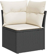 Modular Outdoor Garden Sofa with Removable Zippered Cover in Black and Cream White - Photo 2
