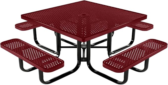 COATEDOUTDOORFURNITURE Heavy-Duty Portable Outdoor Kids Table with Umbrella Hole, Punched Steel Kids Picnic Table - Photo 1