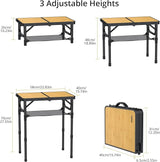 Anbte 2ft Camping Table Foldable with Storage Net, 3 Adjustable Heights Aluminum Small Folding Table Lightweight - Photo 3