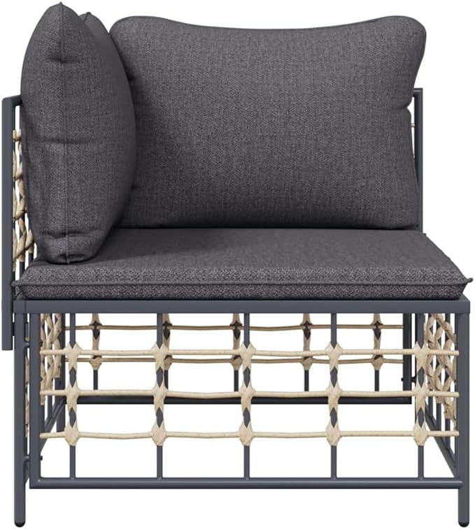 Metal Frame Outdoor Chairs,Garden Decorative Chairs,Reading Relaxation Chair,for Deck,Backyard,Porch,Patio Corner Sofa with Dark Gray Cushions Poly Rattan