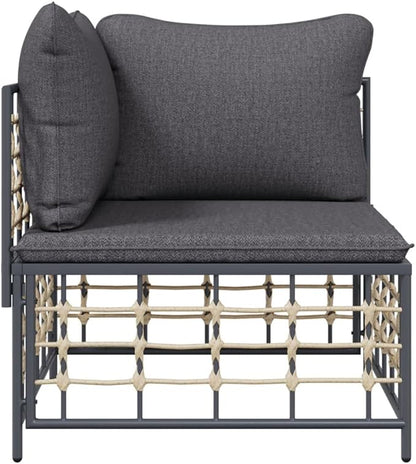 Metal Frame Outdoor Chairs,Garden Decorative Chairs,Reading Relaxation Chair,for Deck,Backyard,Porch,Patio Corner Sofa with Dark Gray Cushions Poly Rattan
