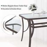 soges 47in Outdoor Patio Bistro Coffee Tea Table, Rectangular Tempered Glass Steel Frame Dining Table with Umbrella Hole - Photo 5