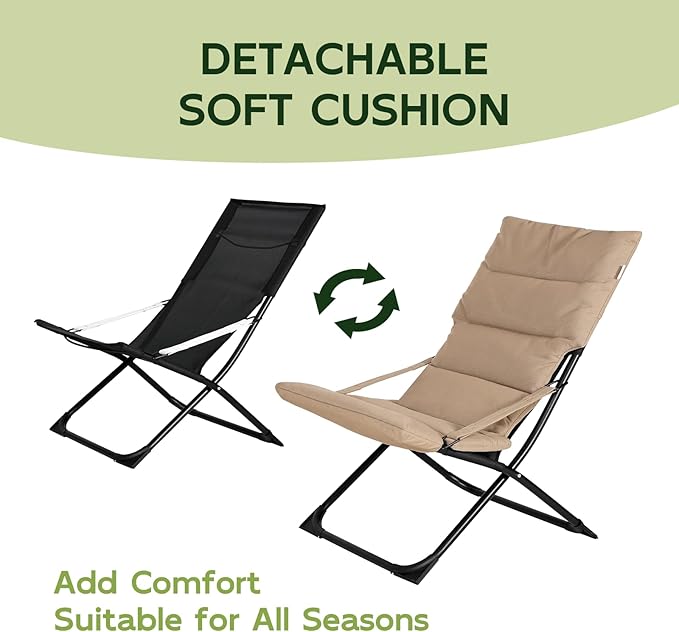 Abba Patio Heavy-Duty Outdoor Chaise Lounge Chair, Reclining Folding Camping Chair with Removable Footrest - Photo 6