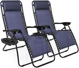 2-Pack Adjustable Zero Gravity Lounge Chair with Steel Mesh Fabric: Reclining Lawn Chair Featuring Comfort Pillow - Photo 1